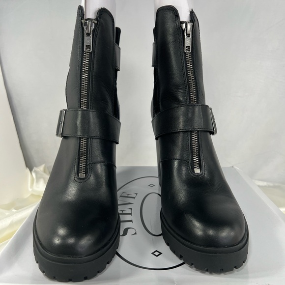 NEW Steve Madden Lavish Leather Black Zipper Boot Shoe Size 11 - Picture 6 of 13